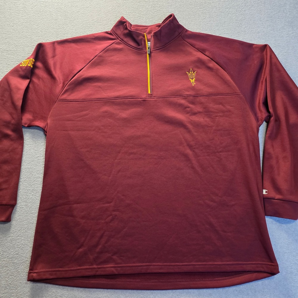 Arizona State Sun Devils Champion 1/4 Zip Pullover Mens XL Maroon ASU Pitchfork